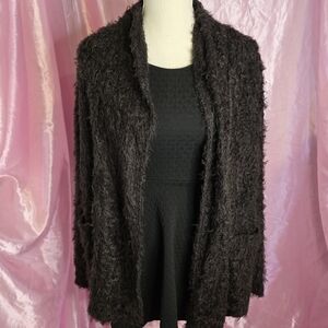 Cozy Black Fuzzy Cardigan